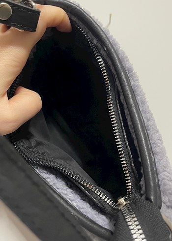 Gri Peluş Kadın Omuz Çantası - Görsel 2