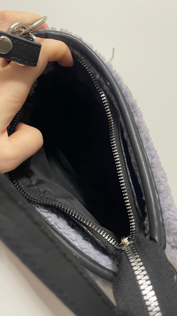 Gri Peluş Kadın Omuz Çantası - Görsel 2