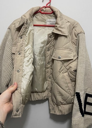 Bej Triko Kadın Ceket Nakışlı - Görsel 3