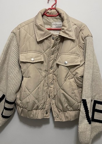 Bej Triko Kadın Ceket Nakışlı - Görsel 2