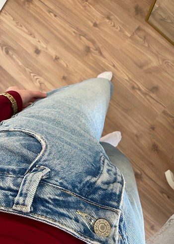 xs Beden Kadın mavi arkadan ayarlanabilir jean