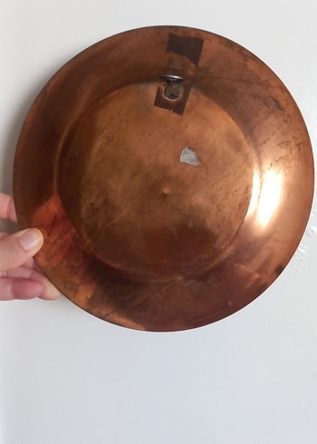 American Vintage Koyu Kahverengi Çiçek Desenli Dekoratif BAKIR TABAK