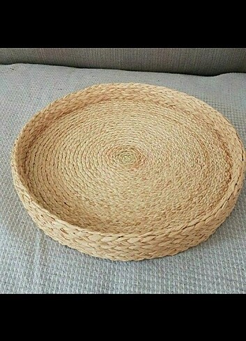 26 cm çap rafya tepsi özgün tasarım