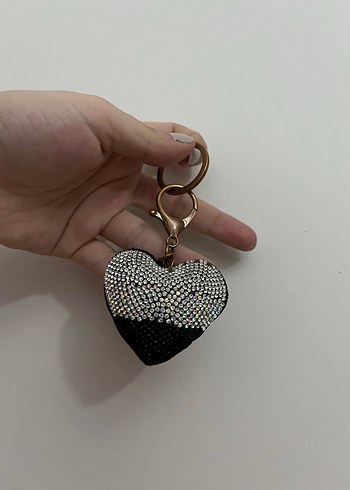 Siyah Taşlı Kalp Anahtarlık - Görsel 2