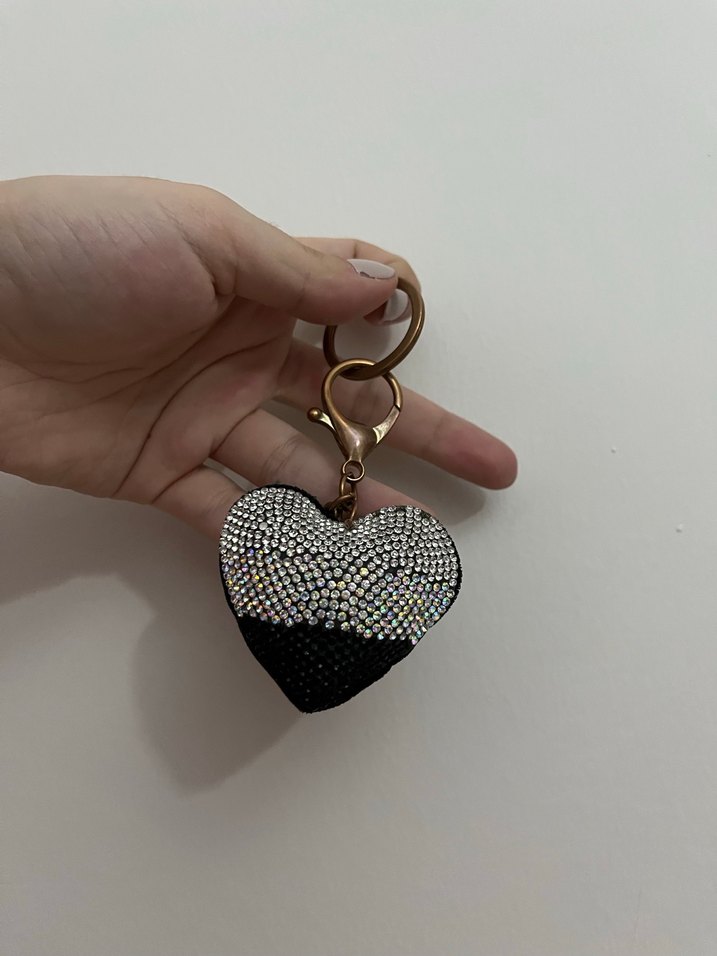 Siyah Taşlı Kalp Anahtarlık - Görsel 2