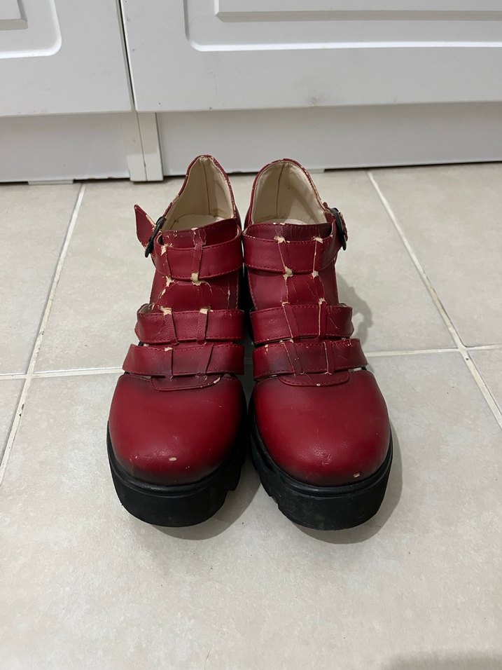 Kırmızı Platform Topuklu Kadın Ayakkabı - Görsel 2