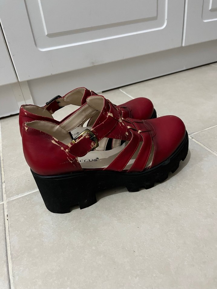 Kırmızı Platform Topuklu Kadın Ayakkabı - Görsel 3