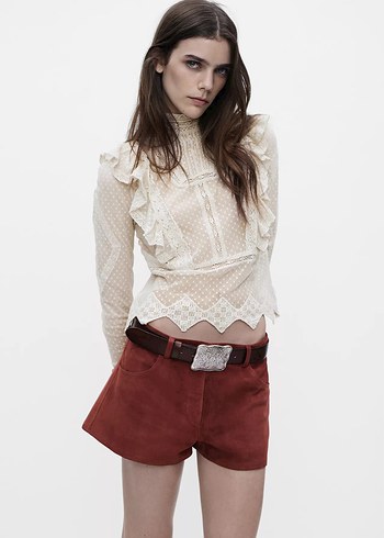 ZARA ZW COLLECTION İŞLEMELİ TÜL GÖMLEK