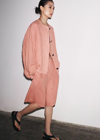 Zara ZARA %100 KETEN BOMBER CEKET ZW KOLEKSİYONU