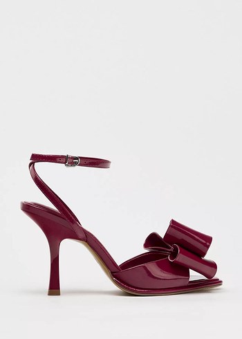 38 Beden bordo Renk ZARA FİYONK DETAYLI SUNİ RUGAN SANDALET