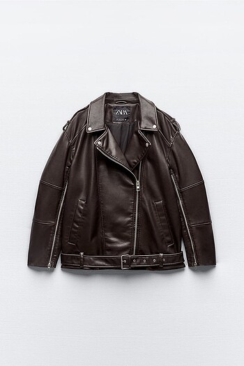 SOLUK EFEKTLİ OVERSIZE SUNİ DERİ BIKER CEKET