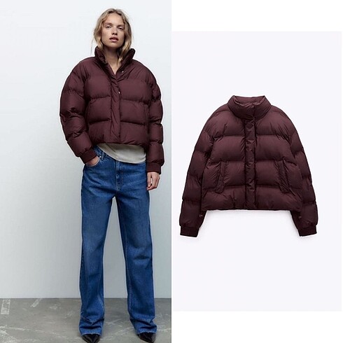 ZARA KAHVERENGİ KISA ŞİŞME MONT