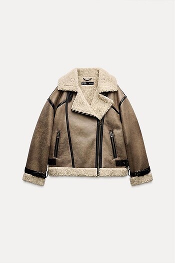 ZARA TOKALI KENARLI İÇİ KURKLU CEKET MONT