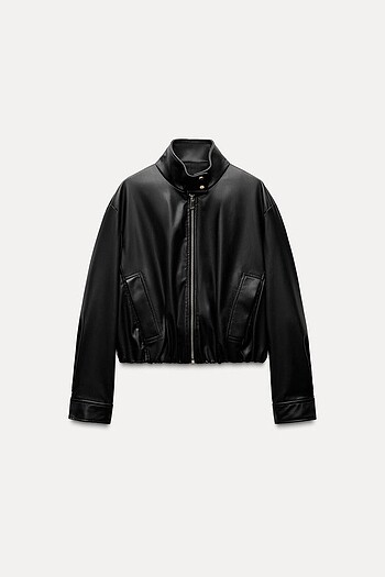 ZARA DİK YAKALI SUNİ DERİ CEKET