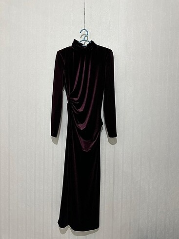 Zara ZARA ZW COLLECTION DRAPE KADİFE ELBİSE