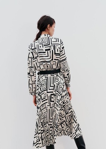 ZARA KEMERLİ DESENLİ SATEN ELBİSE - Görsel 5