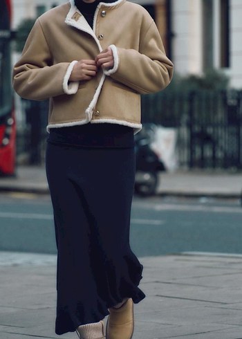 ZARA ALTIN RENGİ DÜĞMELİ ÇİFT TARAFLI CEKET - Görsel 4