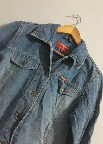m Beden Düğmeli Mavi Kadın Denim Ceket