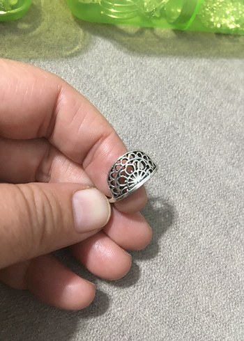 Dantel Desenli Gri Kadın Yüzük