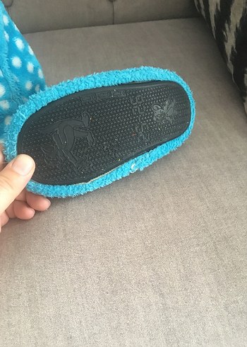 25 Beden Kız Çocuk Mavi Puantiyeli Sıcak Ev Terliği