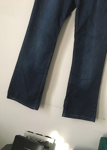 34 Beden Lacivert Kadın Denim Bol Kesim Pantolon