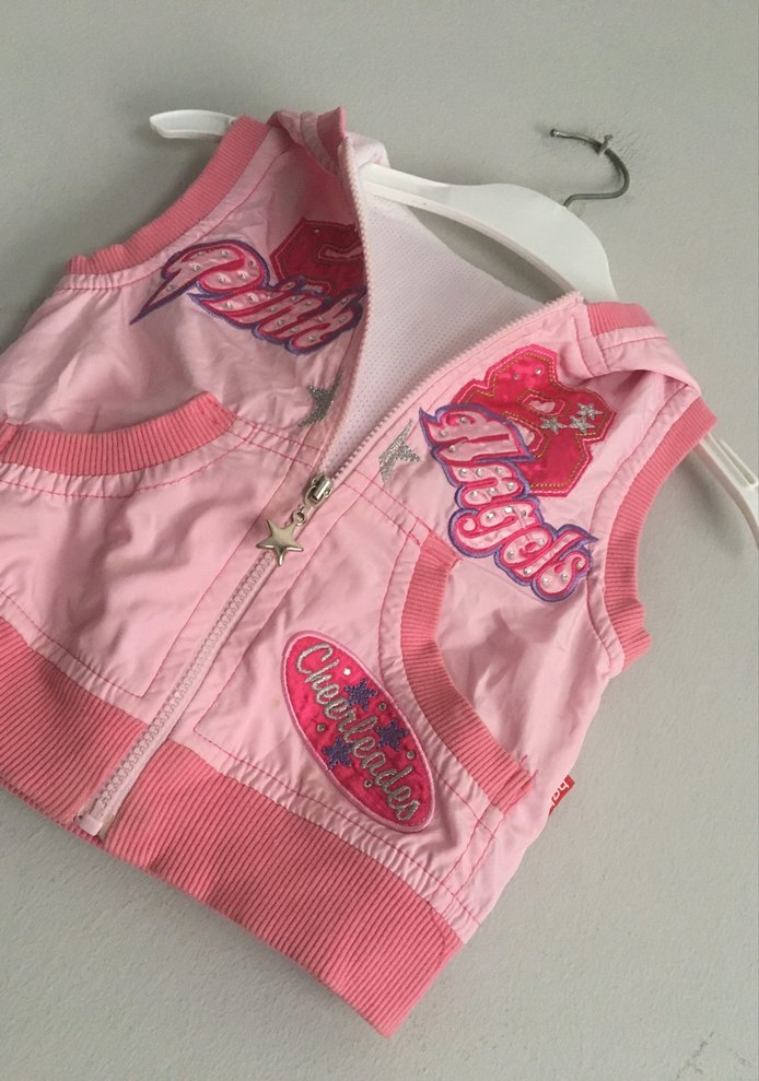 Kız Çocuk Pembe Kapüşonlu Fermuarlı Yelek - Görsel 2