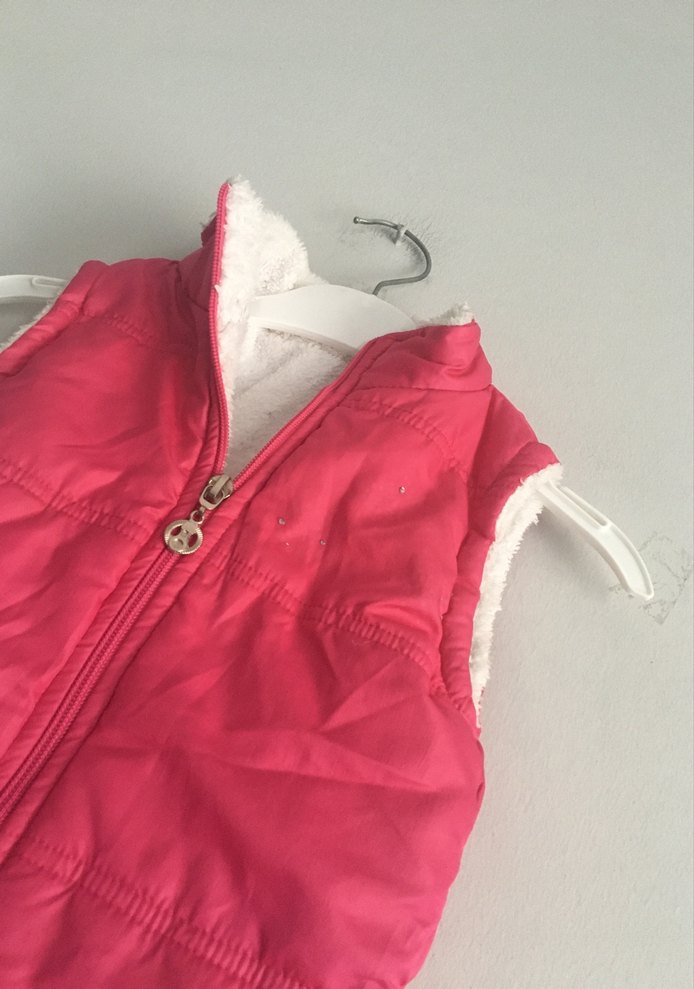 Kız Çocuk Pembe Fermuarlı Yelek - Görsel 2