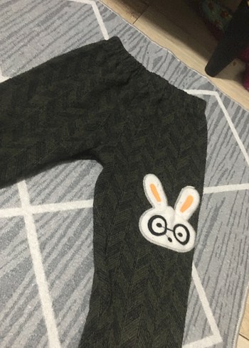 Gri Örgü Desenli Kız Tayt - Görsel 2