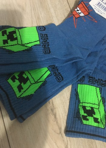 Erkek Çocuk Renkli Baskılı Mavi Çorap - Görsel 2