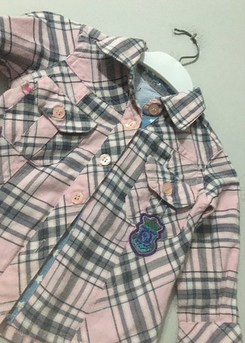 Çocuk Uzun Kollu Düğmeli Pembe Gömlek - Görsel 2