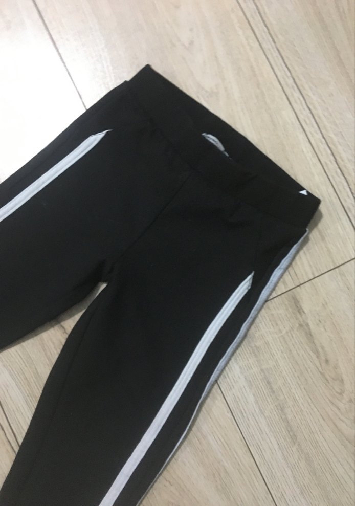 Kız Çocuk Siyah Gri Çizgili Tayt - Görsel 2