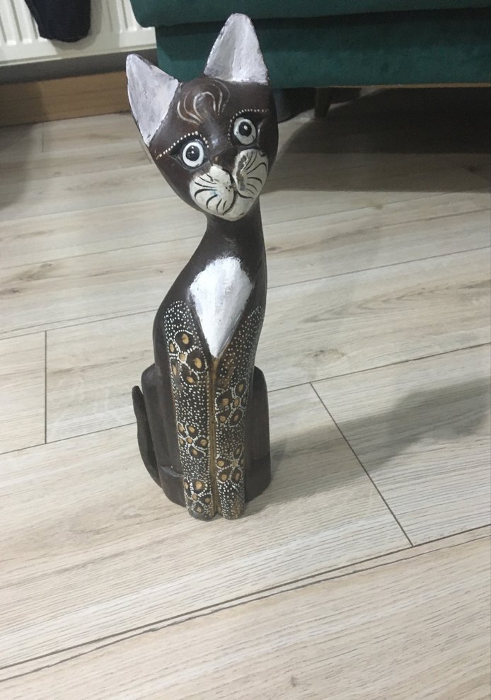 Kahverengi Dekoratif Kedi Figürü - Görsel 3