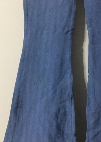 s Beden Mavi Kadın Denim Pileli Bol Paça Pantolon