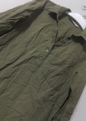 Haki Keten Gömlek - Görsel 2