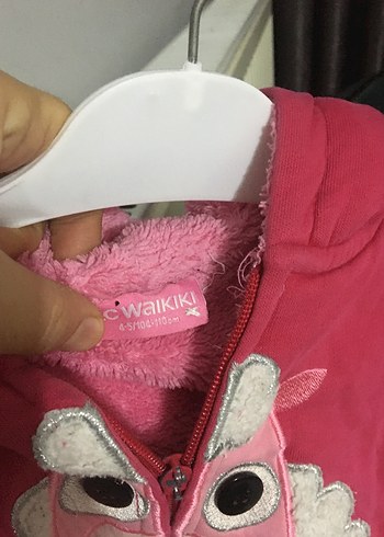 Kız Çocuk Pembe Nakışlı Fermuarlı Yelek - Görsel 4