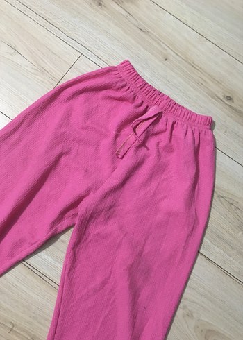 Pembe Bol Kesim Keten  Pantolon - Görsel 2