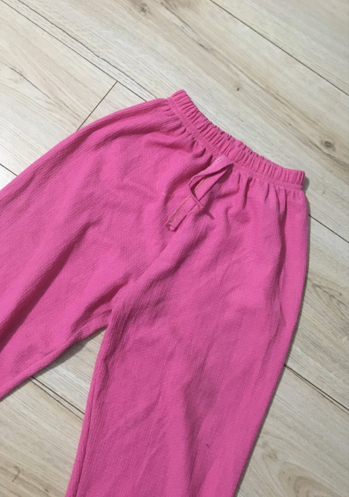 Pembe Bol Kesim Keten  Pantolon - Görsel 2