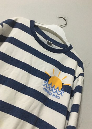 Mavi Çizgili Erkek Çocuk Sweatshirt - Görsel 2