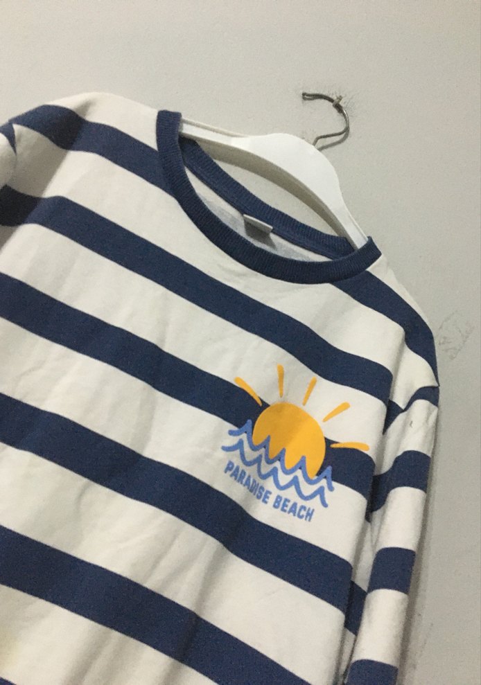 Mavi Çizgili Erkek Çocuk Sweatshirt - Görsel 2