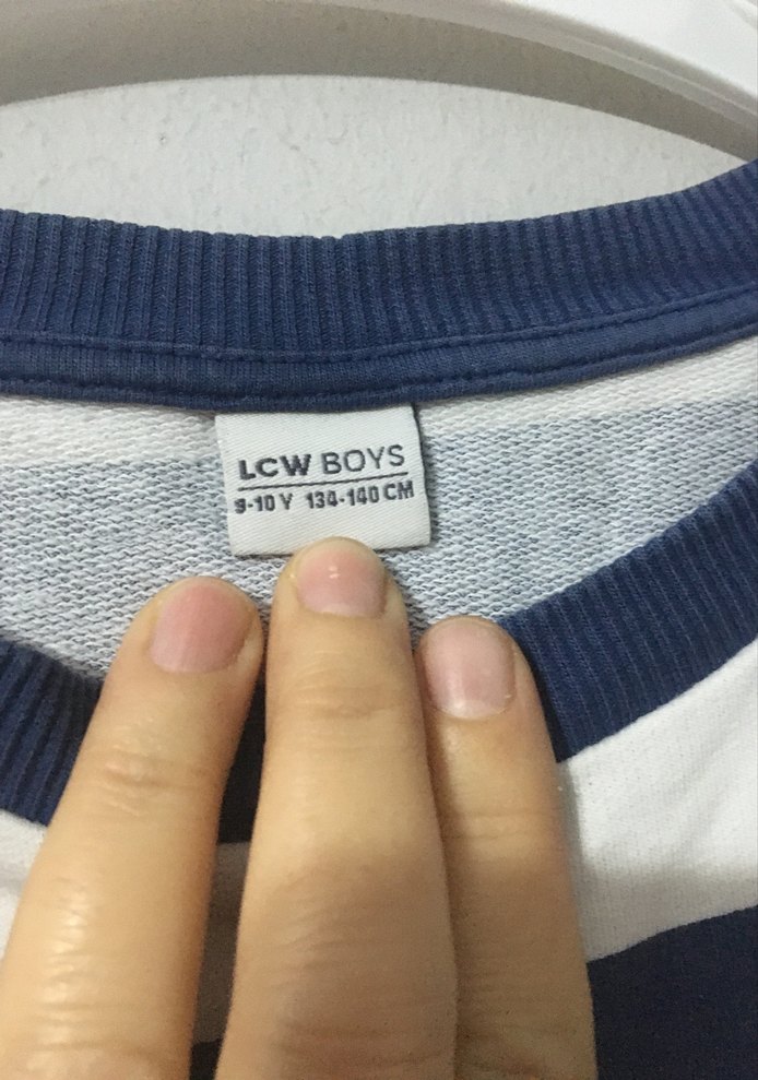 Mavi Çizgili Erkek Çocuk Sweatshirt - Görsel 4