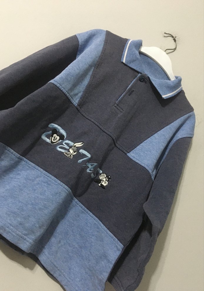 Düğmeli Denim Erkek Sweatshirt - Görsel 2