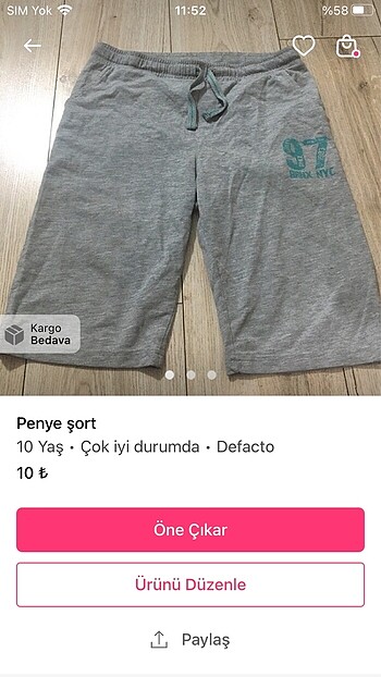 10 Yaş Beden mavi Renk Kot şort