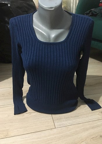 Diğer Lacivert Fitilli U Yaka Triko Kazak