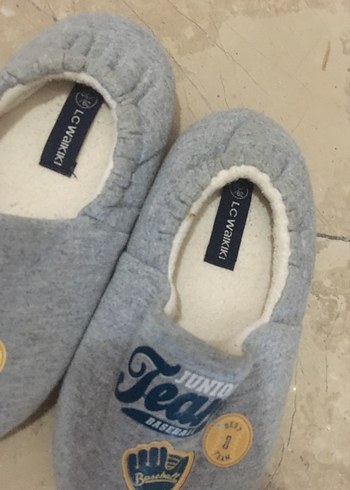 LC Waikiki Gri Erkek Çocuk Sıcak Ev Terliği Velcro