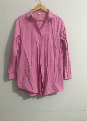 Pembe Uzun Kollu Keten Gömlek