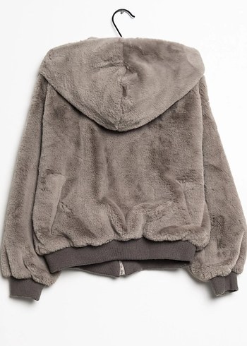 Kapüşonlu Kadın Peluş Mont - Görsel 2