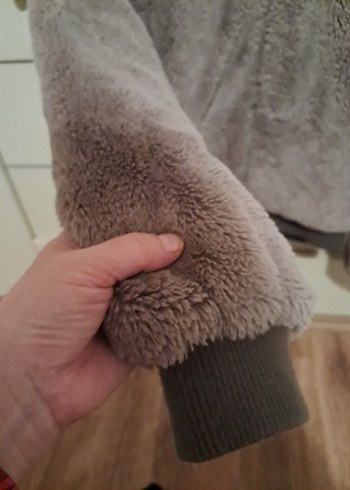 Kapüşonlu Kadın Peluş Mont - Görsel 5