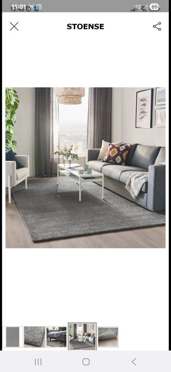 Ikea #stoense Gri Modern Desensiz Halı - Görsel 2