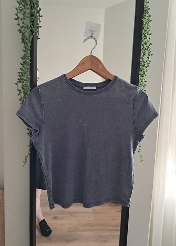 Bershka Kısa Kollu Denim crop gibi