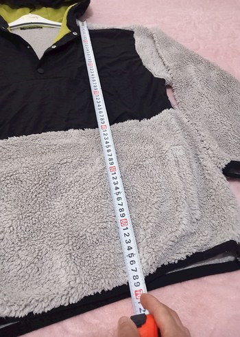 42 Beden Düğmeli Gri Kadın Polar sweatshirt